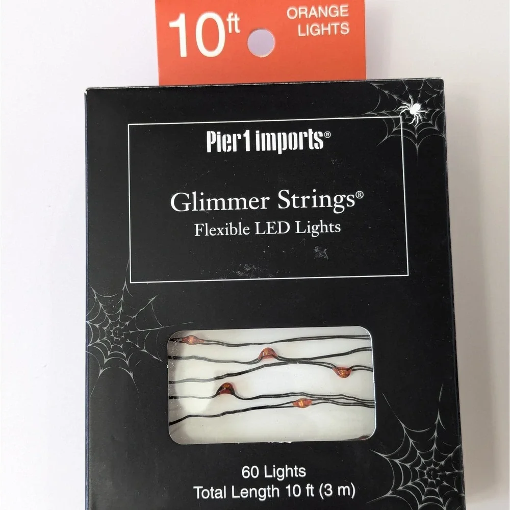Pier 1 Imports Glimmer Strings Flexible LED Lights ORANGE 10ft Battery - 4 Boxes